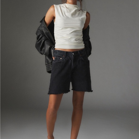 Silence + Noise Cream High Neck Ruched Tank Top Size L - Picture 2 of 7